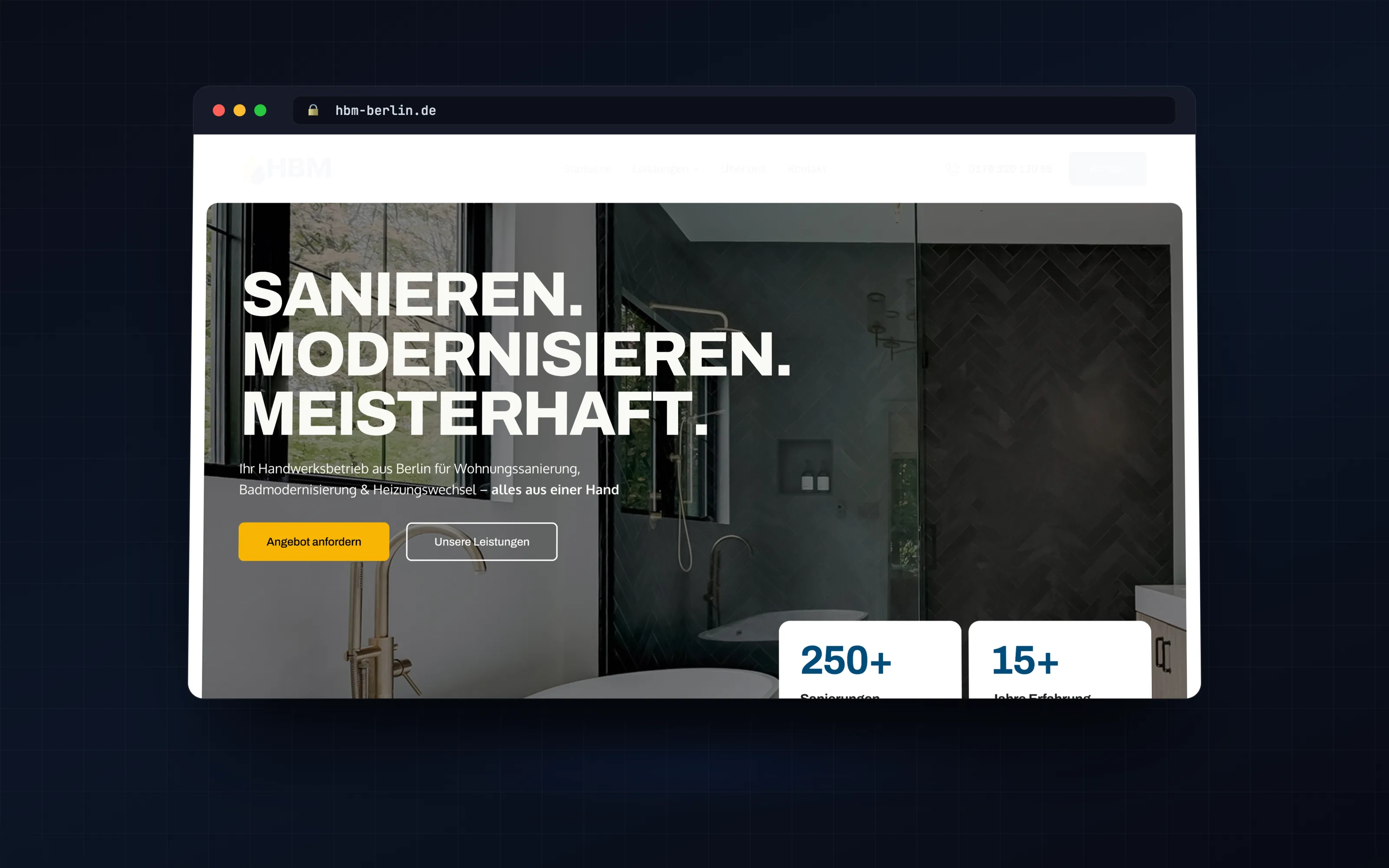 HBM GmbH — Webauftritt für einen Berliner Handwerksbetrieb