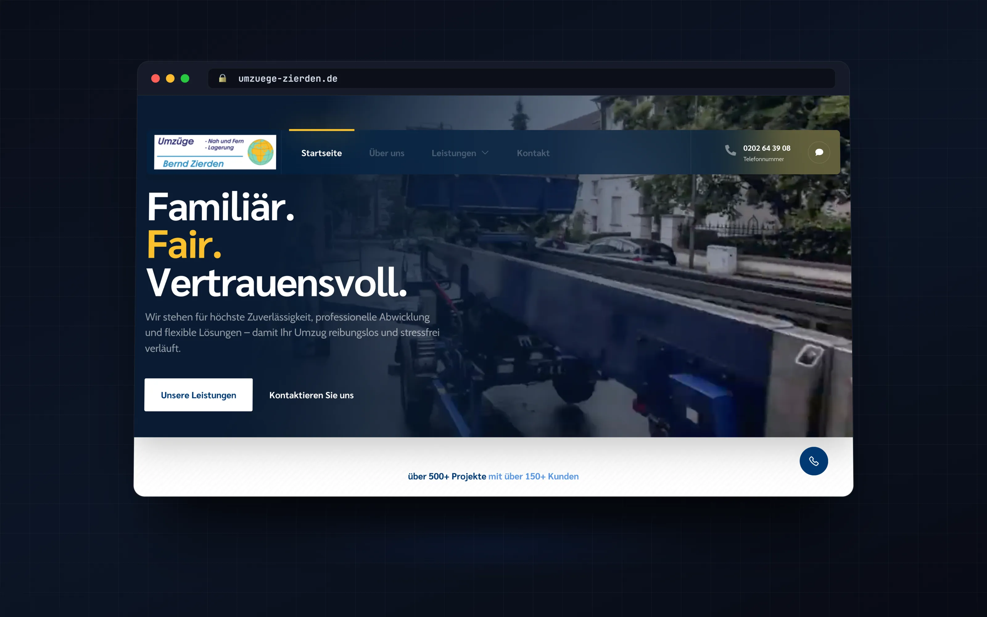 Umzüge Zierden — WordPress-Website für regionalen Umzugsservice