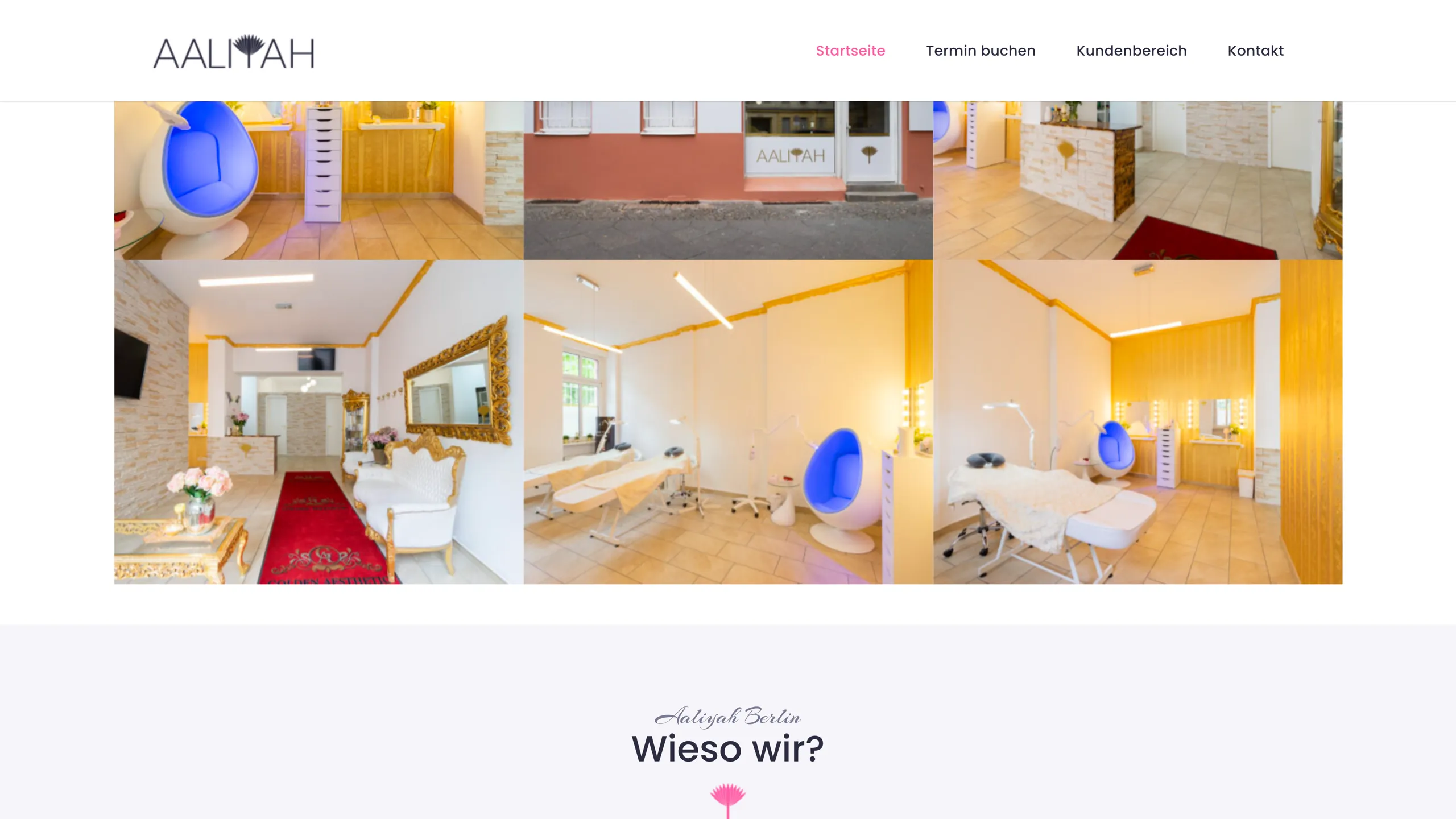 Einblick ins Studio — Ambiente und Leistungsüberblick auf der Website.