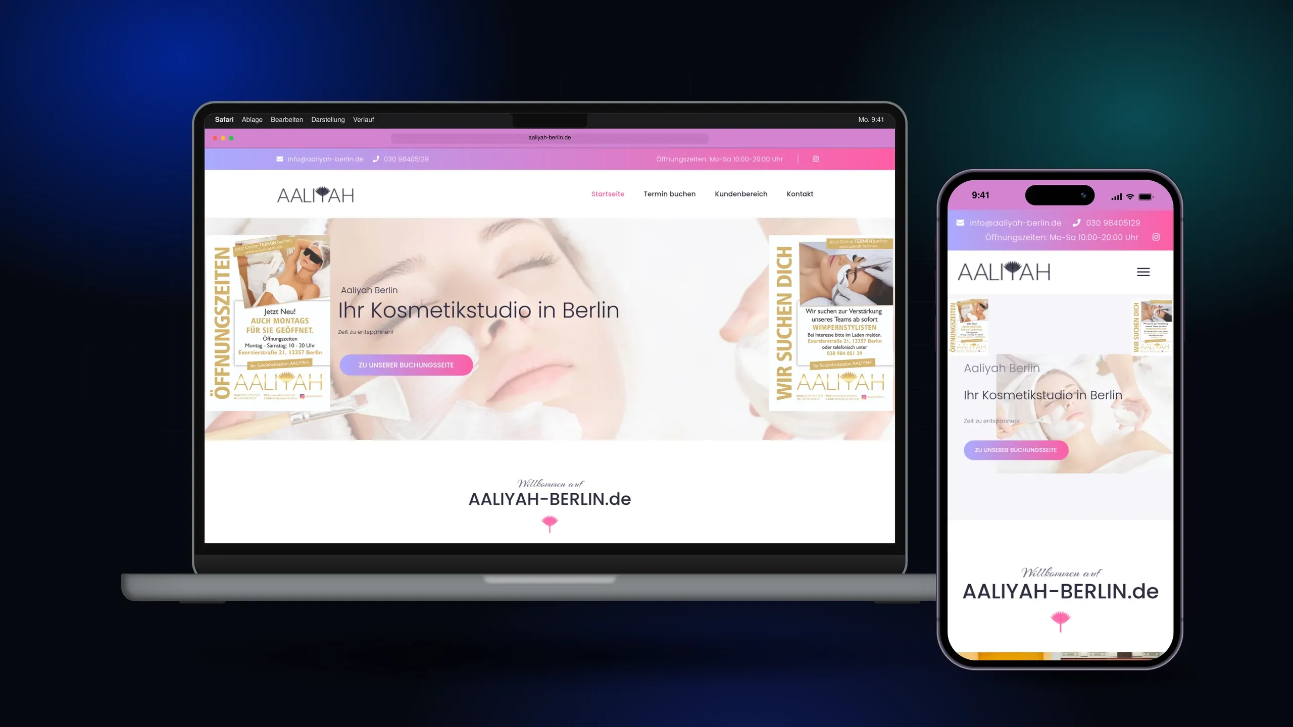 Aaliyah Berlin — Online-Buchungssystem für ein Berliner Kosmetik-Studio