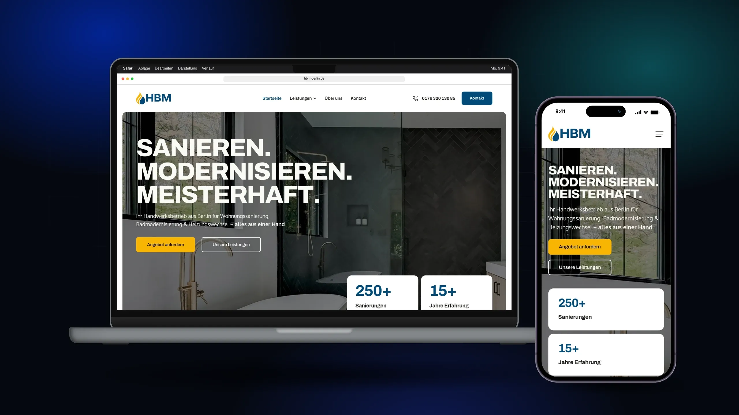 HBM GmbH — Webauftritt für einen Berliner Handwerksbetrieb