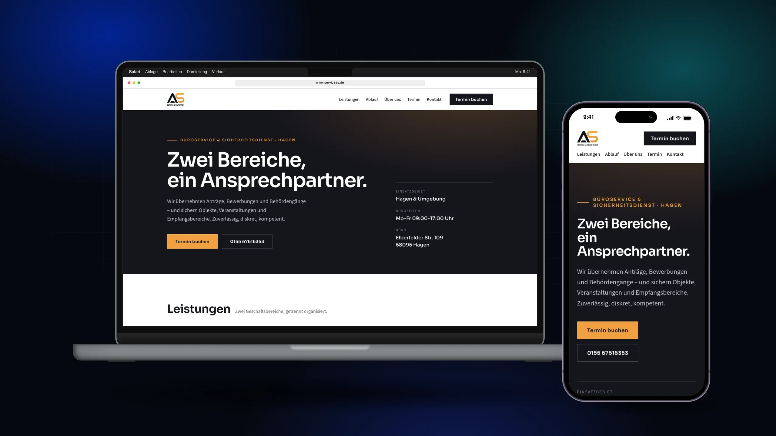 AS Service & Sicherheit — Onepager für Büroservice und Sicherheitsdienst
