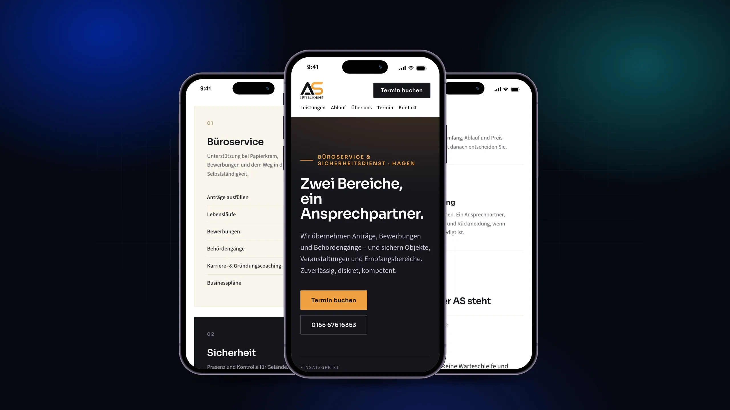 Zwei Bereiche, ein Ansprechpartner — Büroservice und Sicherheit stehen auch mobil klar getrennt nebeneinander.